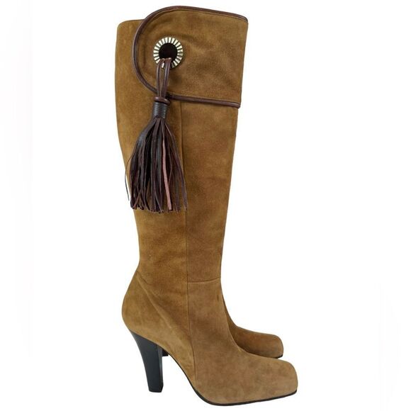 BCBGMaxAzria Suede Tassle Heel Boots - Picture 1 of 13